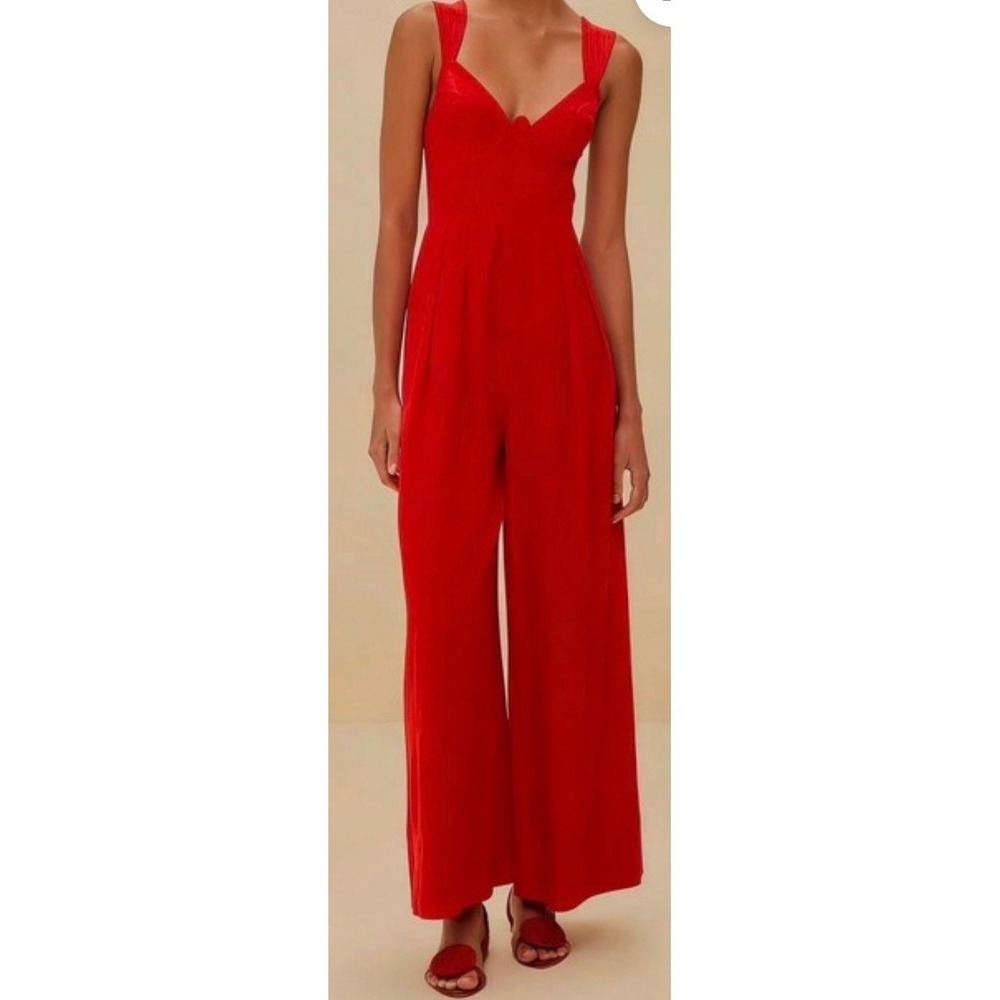 FARM Rio Red Wide‎ Leg Sleeveless Jumpsuit Size M NWT